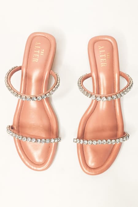 Shop The Alter Peach Mysha Polygon Block Heels at Aza Fashions Shop_The Alter_Peach Mysha Polygon Block Heels _at_Aza_Fashions