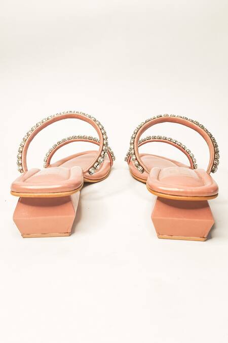 The Alter Peach Mysha Polygon Block Heels at Aza Fashions The Alter_Peach Mysha Polygon Block Heels _at_Aza_Fashions