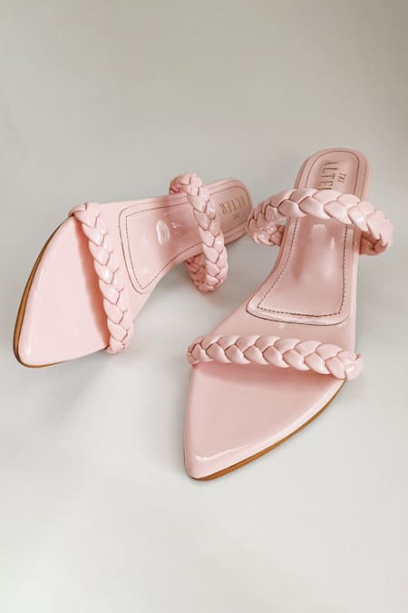 Shop The Alter Pink Kylie Braided Block Heels at Aza Fashions Shop_The Alter_Pink Kylie Braided Block Heels _at_Aza_Fashions