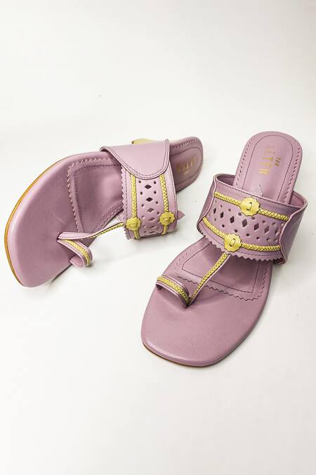 The Alter Purple Cut Work Myra Kolhapuri Block Heels Online at Aza Fashions The Alter_Purple Cut Work Myra Kolhapuri Block Heels _Online_at_Aza_Fashions