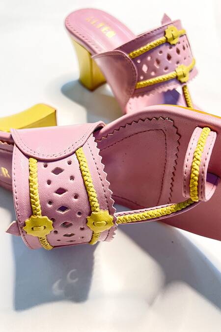 The Alter Purple Cut Work Myra Kolhapuri Block Heels at Aza Fashions The Alter_Purple Cut Work Myra Kolhapuri Block Heels _at_Aza_Fashions