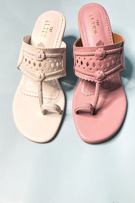 Shop The Alter Purple Cutwork Kolhapuri Block Heels at Aza Fashions Shop_The Alter_Purple Cutwork Kolhapuri Block Heels _at_Aza_Fashions