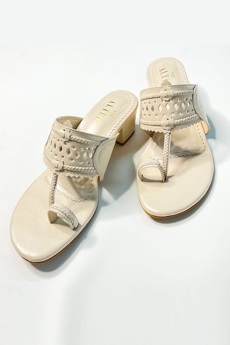 Shop The Alter White Cut Work Kolhapuri Block Heels at Aza Fashions Shop_The Alter_White Cut Work Kolhapuri Block Heels _at_Aza_Fashions
