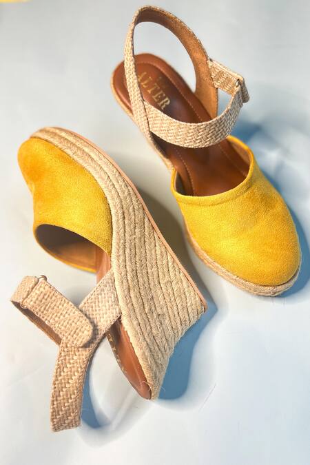 The Alter Yellow Slingback Wedges Online at Aza Fashions The Alter_Yellow Slingback Wedges _Online_at_Aza_Fashions