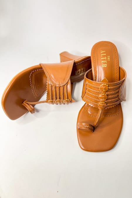 Buy Inc.5 Women Beige Ethnic Kolhapuri One Toe Block Heels at Amazon.in
