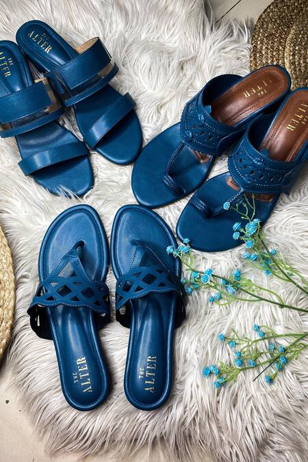 Buy The Alter Blue Cutwork Kolhapuri Block Heels Online at Aza Fashions Buy_The Alter_Blue Cutwork Kolhapuri Block Heels _Online_at_Aza_Fashions