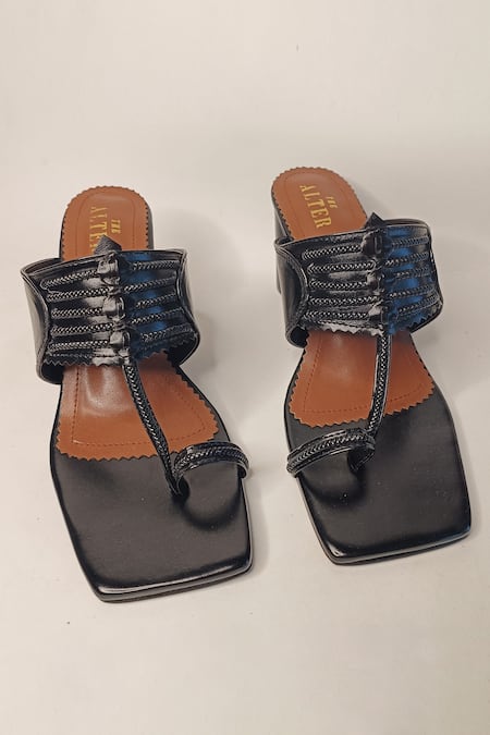 Shop The Alter Black T-shaped Kolhapuri Block Heels at Aza Fashions Shop_The Alter_Black T-shaped Kolhapuri Block Heels _at_Aza_Fashions