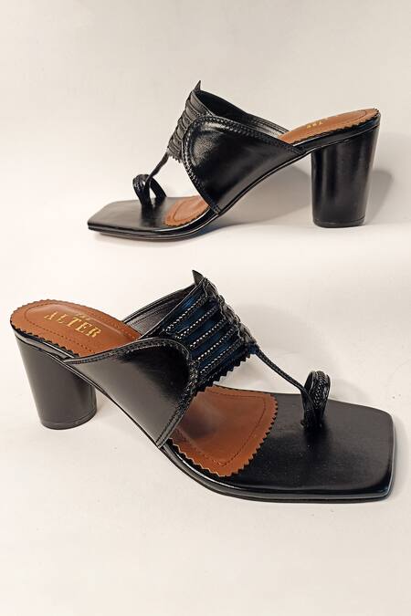 Buy The Alter Black T-shaped Kolhapuri Block Heels Online at Aza Fashions Buy_The Alter_Black T-shaped Kolhapuri Block Heels _Online_at_Aza_Fashions