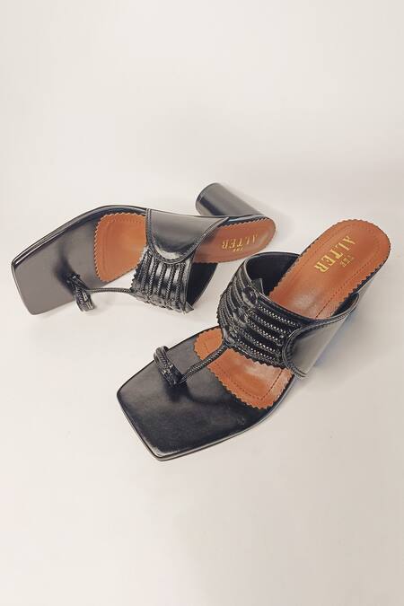 The Alter Black T-shaped Kolhapuri Block Heels at Aza Fashions The Alter_Black T-shaped Kolhapuri Block Heels _at_Aza_Fashions