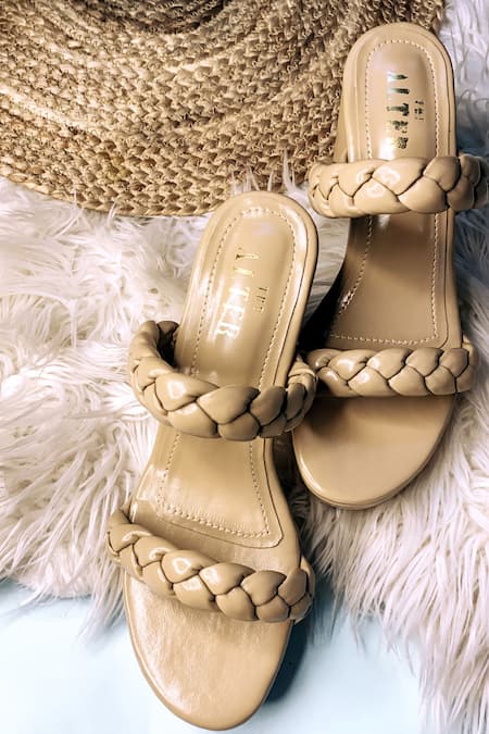 Shop The Alter Beige Bella Braided Cyclindrical Block Heels at Aza Fashions Shop_The Alter_Beige Bella Braided Cyclindrical Block Heels _at_Aza_Fashions