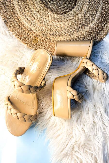 Buy The Alter Beige Bella Braided Cyclindrical Block Heels Online at Aza Fashions Buy_The Alter_Beige Bella Braided Cyclindrical Block Heels _Online_at_Aza_Fashions