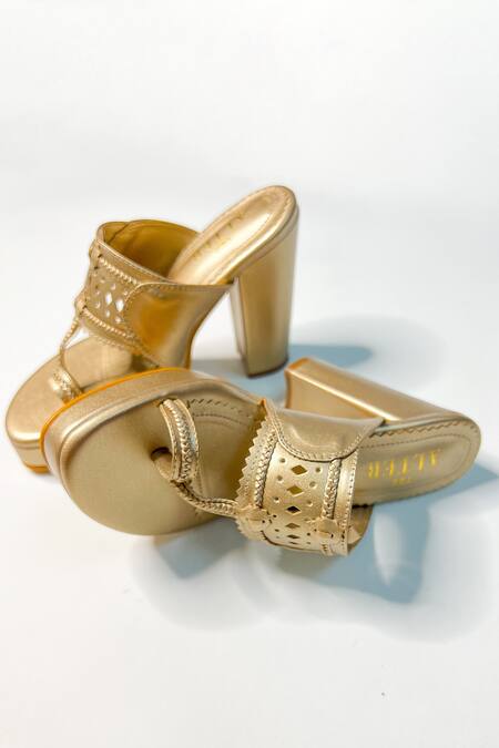 Shop The Alter Gold Cut Work Metallic Kolhapuri Block Heels Online at Aza Fashions Shop_The Alter_Gold Cut Work Metallic Kolhapuri Block Heels _Online_at_Aza_Fashions