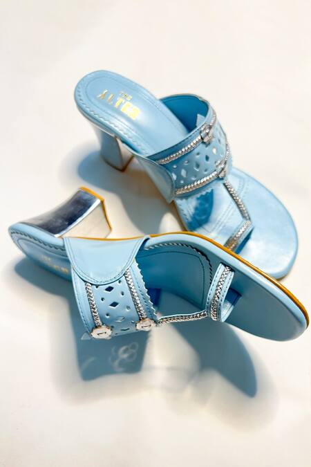 The Alter Blue Cut Work Myra Kolhapuri Block Heels Online at Aza Fashions The Alter_Blue Cut Work Myra Kolhapuri Block Heels _Online_at_Aza_Fashions