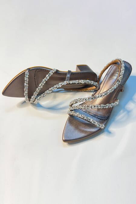 The Alter Grey Rhinestones Kiara Embellished Block Heels Online at Aza Fashions The Alter_Grey Rhinestones Kiara Embellished Block Heels _Online_at_Aza_Fashions