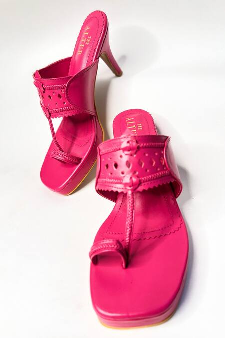The Alter Pink Cut Work Hot Kolhapuri Stilettos Online at Aza Fashions The Alter_Pink Cut Work Hot Kolhapuri Stilettos _Online_at_Aza_Fashions