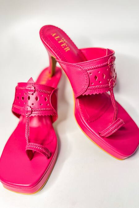 Buy The Alter Pink Cut Work Hot Kolhapuri Stilettos Online at Aza Fashions Buy_The Alter_Pink Cut Work Hot Kolhapuri Stilettos _Online_at_Aza_Fashions