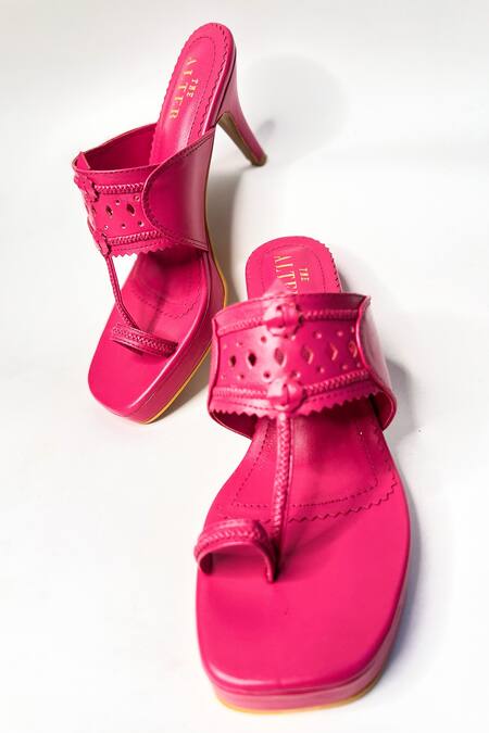 Shop The Alter Pink Cut Work Hot Kolhapuri Stilettos Online at Aza Fashions Shop_The Alter_Pink Cut Work Hot Kolhapuri Stilettos _Online_at_Aza_Fashions