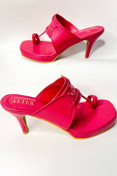 The Alter Pink Cut Work Hot Kolhapuri Stilettos at Aza Fashions The Alter_Pink Cut Work Hot Kolhapuri Stilettos _at_Aza_Fashions