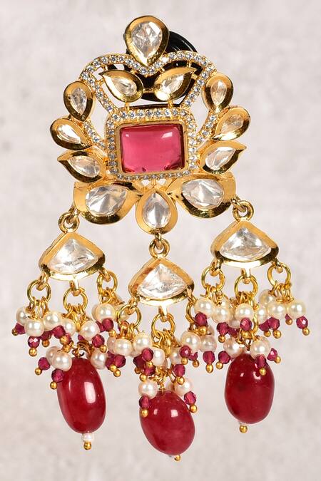 Moh-Maya By Disha Khatri Gold Plated Pearls Kundan And Bead Choker Set at Aza Fashions Moh-Maya By Disha Khatri_Gold Plated Pearls Kundan And Bead Choker Set _at_Aza_Fashions