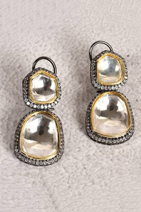 Shop Moh-Maya By Disha Khatri Gold Plated Diamonds, Stones Polki And Faux Necklace Set Online at Aza Fashions Shop_Moh-Maya By Disha Khatri_Gold Plated Diamonds, Stones Polki And Faux Necklace Set _Online_at_Aza_Fashions