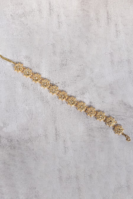 Buy_Just Shradhas_Gold Pearls, Beads Kundan Embellished Sheeshphool _Online_at_Aza_Fashions
