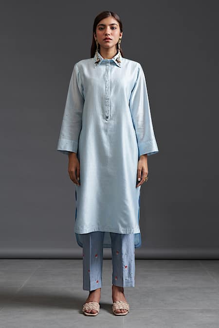 Anantaa by Roohi Silk Chanderi Collared Kurta 