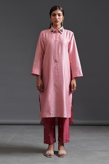 Anantaa by Roohi Silk Chanderi Collared Kurta 