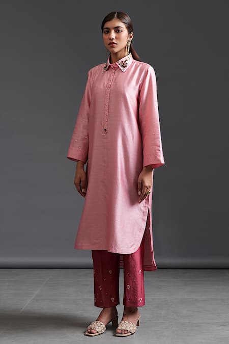 Buy Anantaa By Roohi Pink Silk Chanderi Cutdana , Resham , Sequins, Stone Straight Kurta Online at Aza Fashions Buy_Anantaa By Roohi_Pink Silk Chanderi Cutdana , Resham , Sequins, Stone Straight Kurta _Online_at_Aza_Fashions