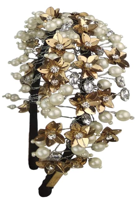 Born Flash Silver Crystals, Pearls Sophia Embellished Hairband