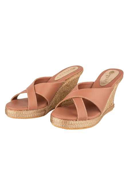 Perca_Pink Lace Criss Cross Platform Wedges_Online_at_Aza_Fashions