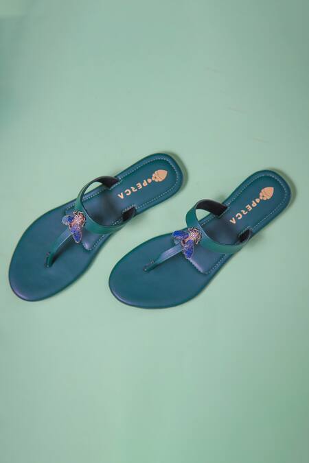 Perca_Green Butterfly Embellished Flats_Online_at_Aza_Fashions