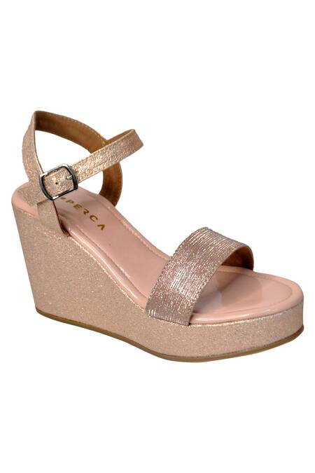 Perca_Pink Glitter Metallic Wedges_Online_at_Aza_Fashions