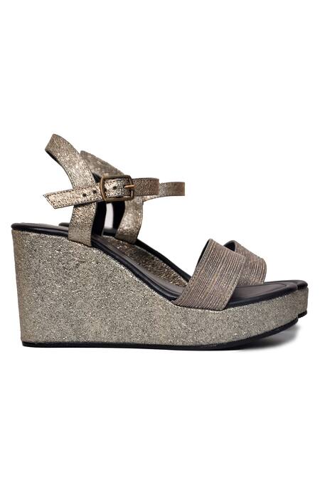 Buy_Perca_Silver Metallic Wedges_Online_at_Aza_Fashions