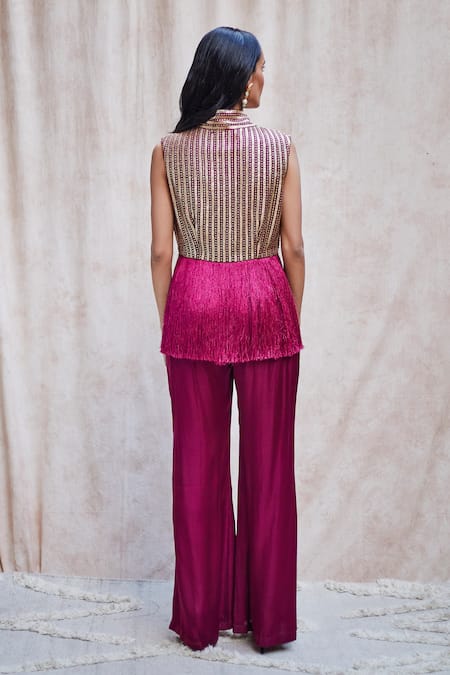 J By Jannat Hand Embroidered Fringe Tunic & Pant Set 