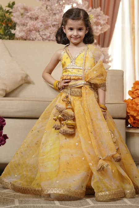 FAYON KIDS Organza Printed Lehenga Set 