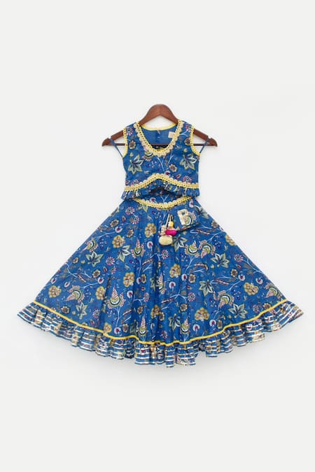 Buy Kids Lehenga Choli With Frilly Dupatta 5-7 Yr Old in Blue, Color.  Indian Ethnic Girl Party Wear Dress Lengha Chunni Set. Online in India -  Etsy