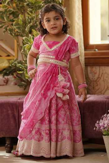FAYON KIDS Cotton Tie & Dye Lehenga Set 