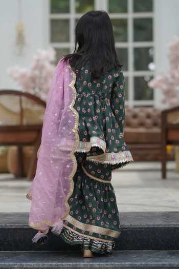FAYON KIDS Cotton Floral Print Kurta Sharara Set 