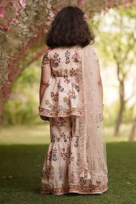 Fayon Kids Cotton Floral Print Kurta Sharara Set 