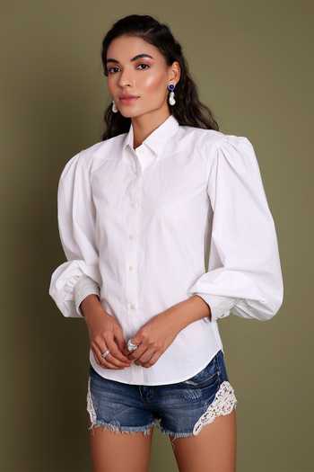 Buy_Daisydays.CO._White 100% Cotton Collared Neck Bellis Shirt _Online_at_Aza_Fashions