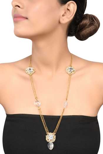 Shop Tribe Amrapali Gold Plated Pearls Multi Strand Chain at Aza Fashions Shop_Tribe Amrapali_Gold Plated Pearls Multi Strand Chain_at_Aza_Fashions