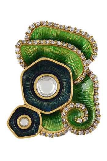 Tribe Amrapali_Gold Plated Crystals Coral Reef Oceania Ear Studs_Online_at_Aza_Fashions