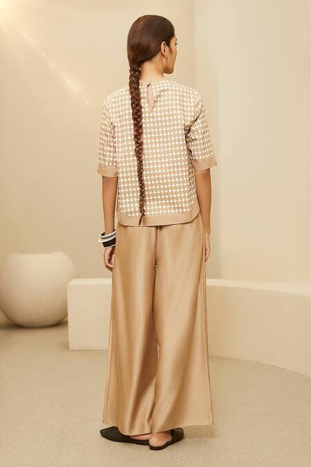 Shop Ampm Brown Yana Printed Top at Aza Fashions Shop_Ampm_Brown Yana Printed Top_at_Aza_Fashions