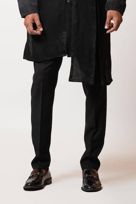 Buy PAARSH Black Cotton, Modal Satin Amaaya Asymmetric Kurta Set Online at Aza Fashions Buy_PAARSH_Black Cotton, Modal Satin Amaaya Asymmetric Kurta Set_Online_at_Aza_Fashions