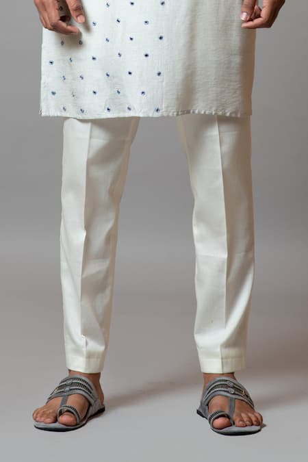 Buy_PAARSH_Blue Cotton, Bam Silk Mirror Horizon Embroidered Kurta Set _Online_at_Aza_Fashions