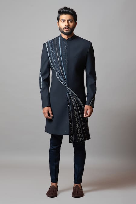 Paarsh Sea of Stars Embroidered Achkan Set 