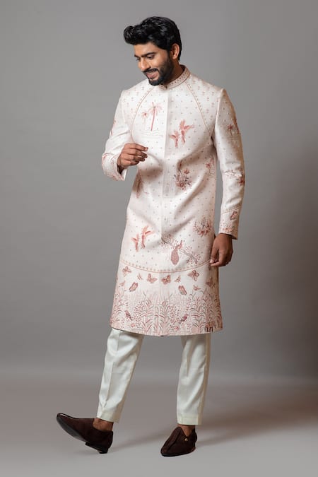 Paarsh Vann Raw Silk Sherwani Set 