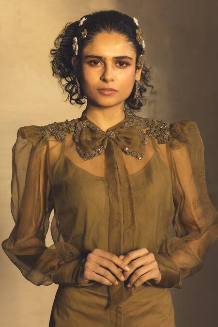 Buy Parul And Preyanka Yellow Cotton Satin, Silk Organza Sequin, Thread Embroidered Shirt And Pant Set Online at Aza Fashions Buy_Parul And Preyanka_Yellow Cotton Satin, Silk Organza Sequin, Thread Embroidered Shirt And Pant Set _Online_at_Aza_Fashions