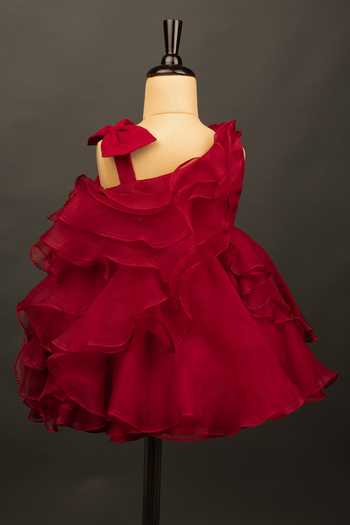 Buy_BA BA Baby Clothing CO_Red Viscose Organza Embroidered Little Mermaid Ruffle Dress_Online_at_Aza_Fashions