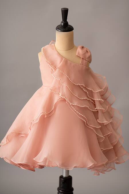 Buy Pink Viscose Organza Embroidered Sleeping Beauty Ruffle Dress